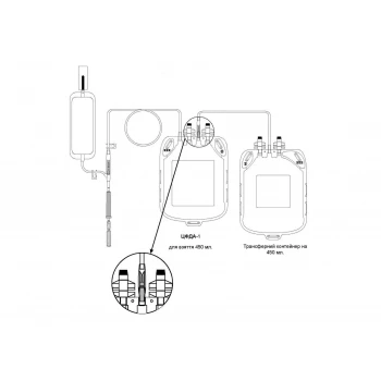 Контейнер для крові з розчином  ЦФДА-1 подвійний в модифікації 450/450 з портом для пробірок  (RD450/450Ca)