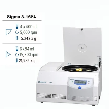 Центрифуга в комплекті з роторами, стаканами та адаптерами Sigma 3-16KL IVD