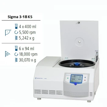 Лабораторна центрифуга Sigma 3-18KS настільна з охолодженням